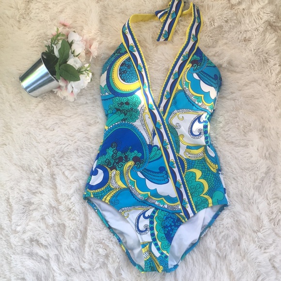 Trina Turk Other - Trina Turk Floral Print Halter  Bathing Suit